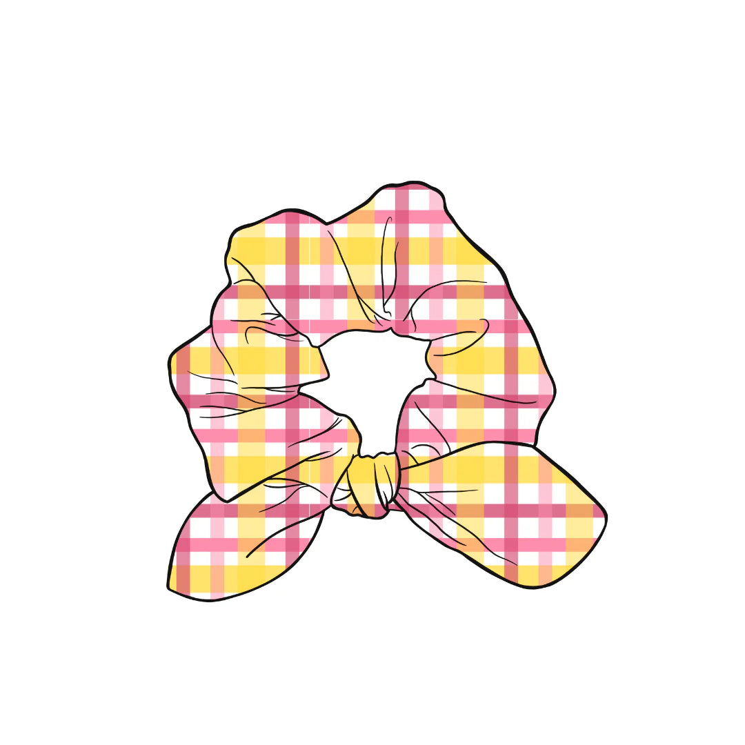 Peach + Pink Plaid Scrunchie