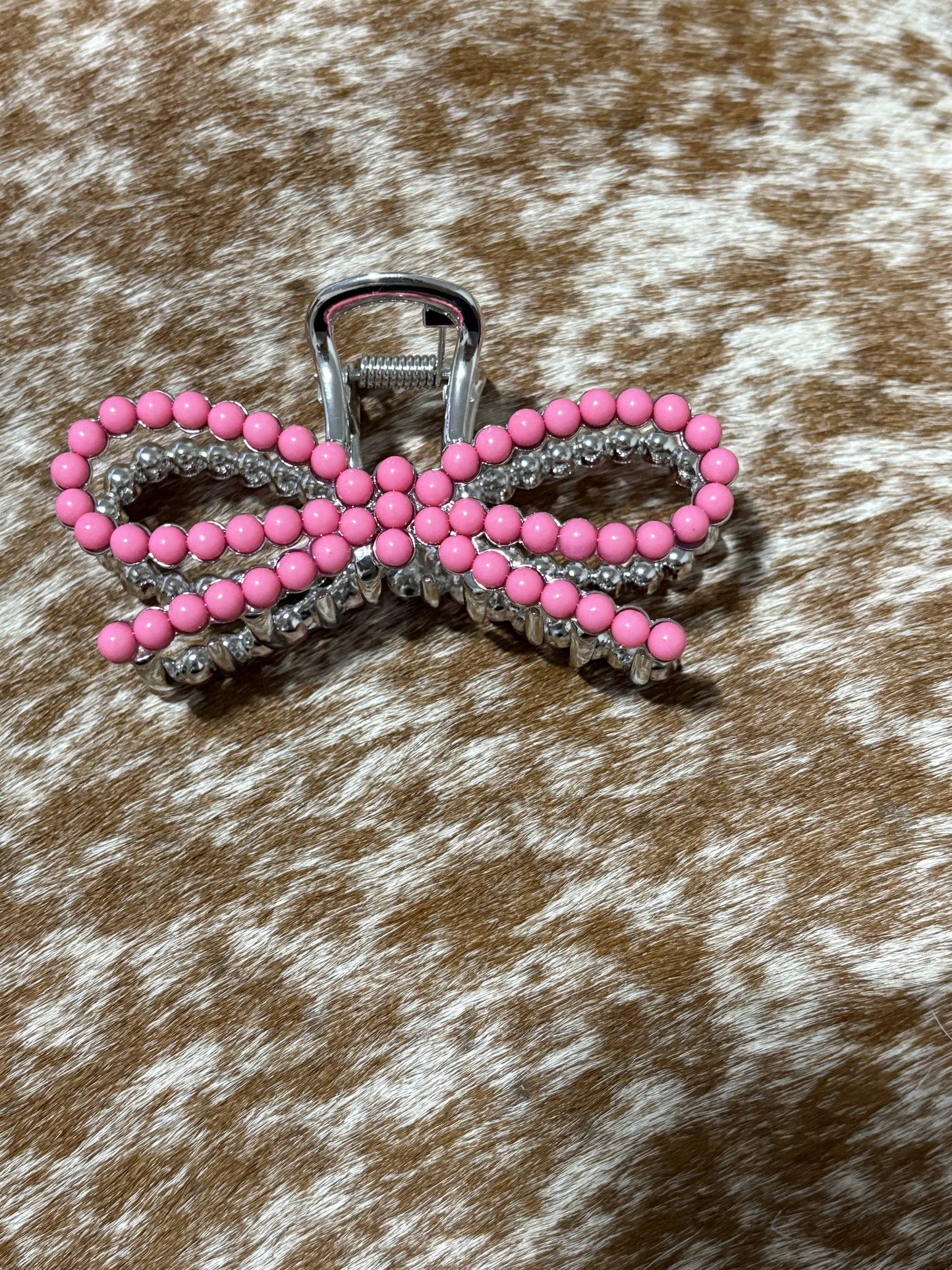 Pink Bow Claw Clip