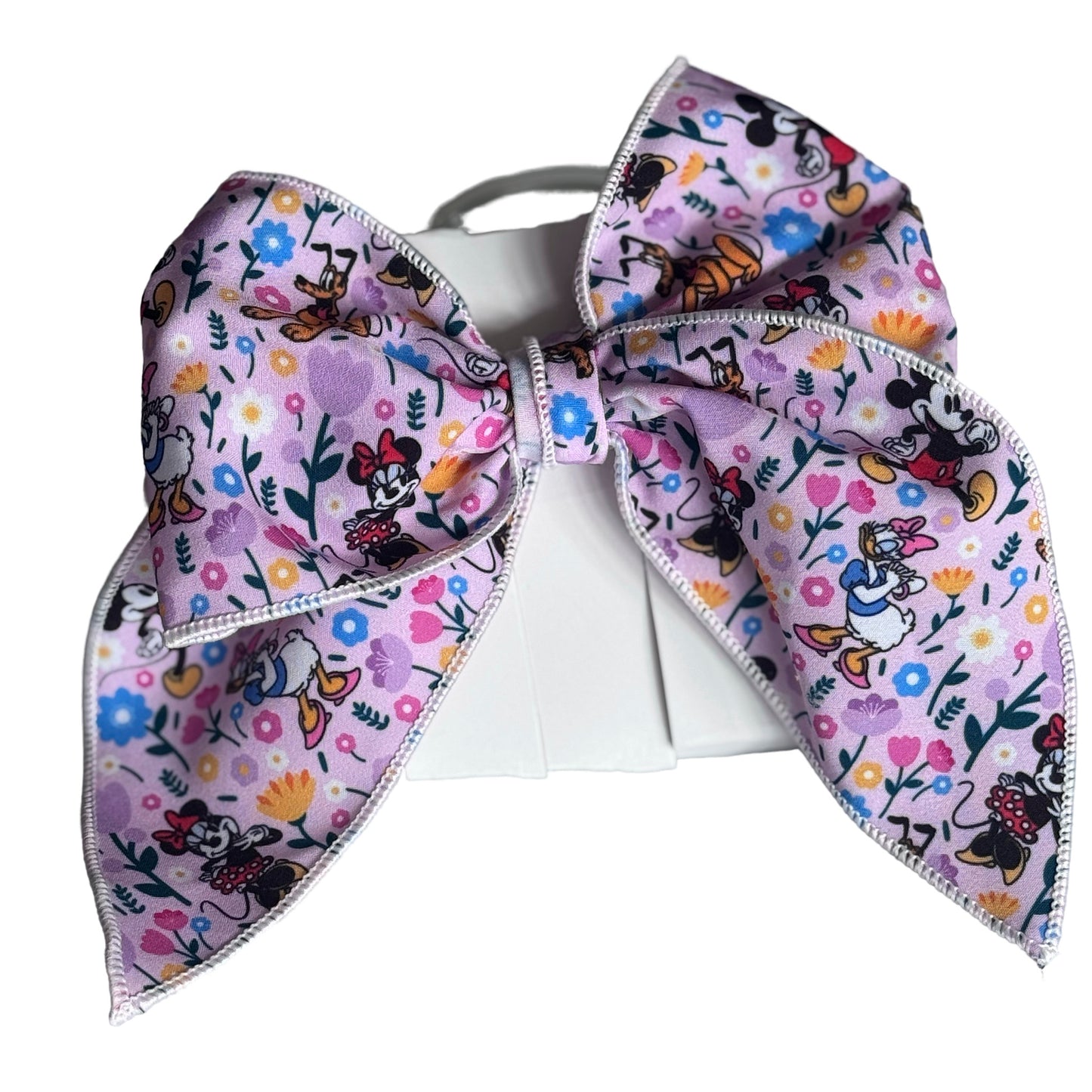Floral Disney Friends Fabric Bow