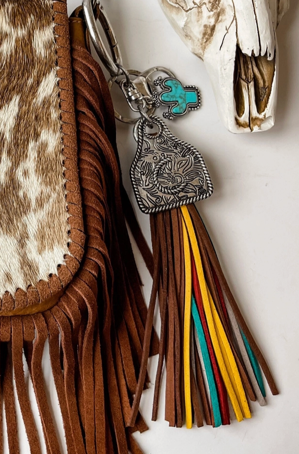 Western Initial Eartag Keychain - Letter T